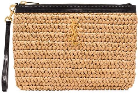 saint laurent clutch straw